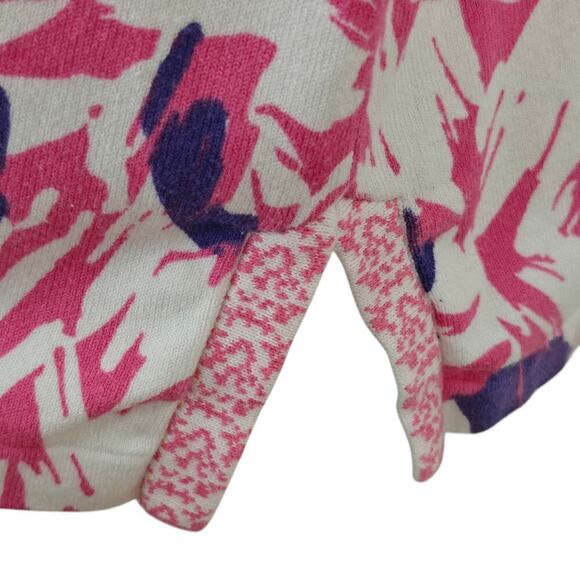 J Mclaughlin Tunic Sweater Top Size Large Pink Purple Abstract Floral Stretch - Picture 5 of 9